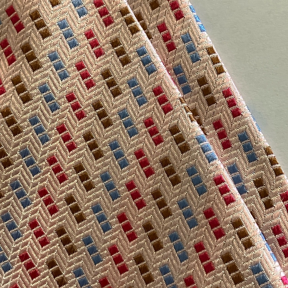 Patterned Pink Multi-Color Silk Tie - Picture 8 of 8